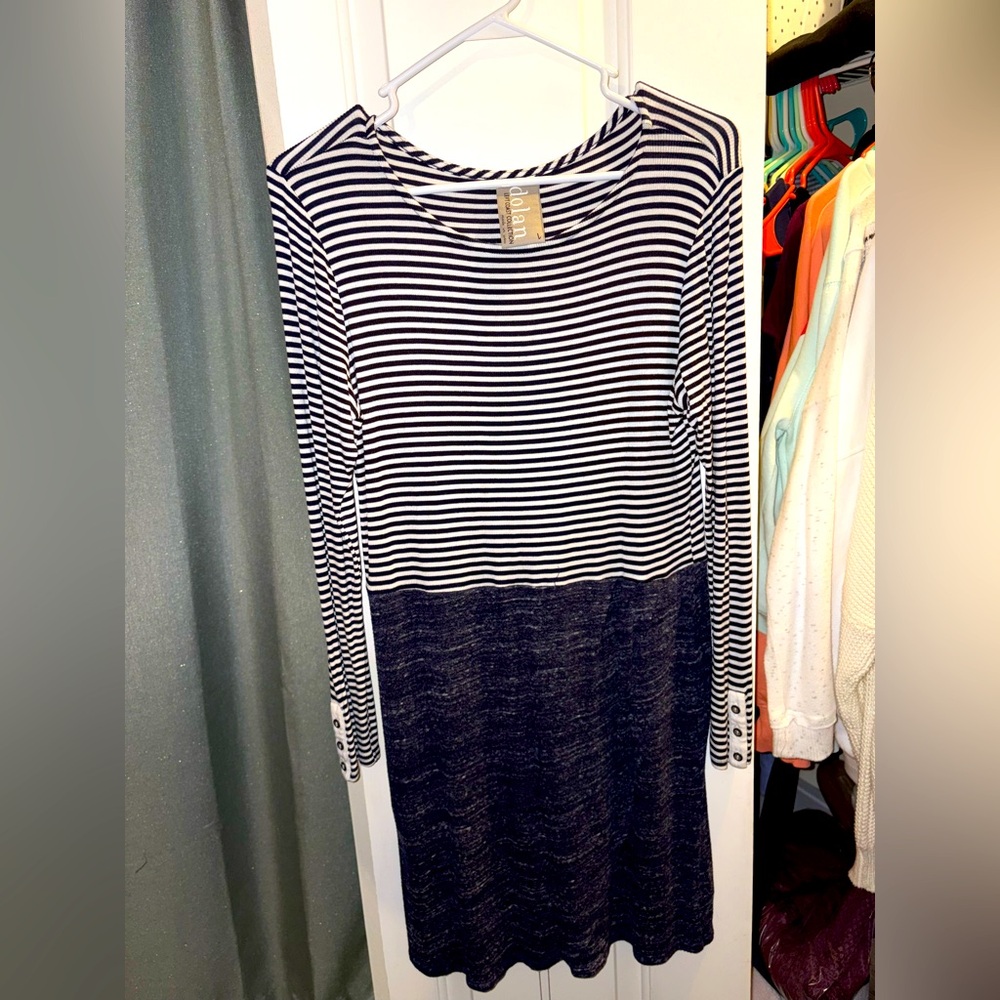 Striped navy and White Long Sleeve Dress